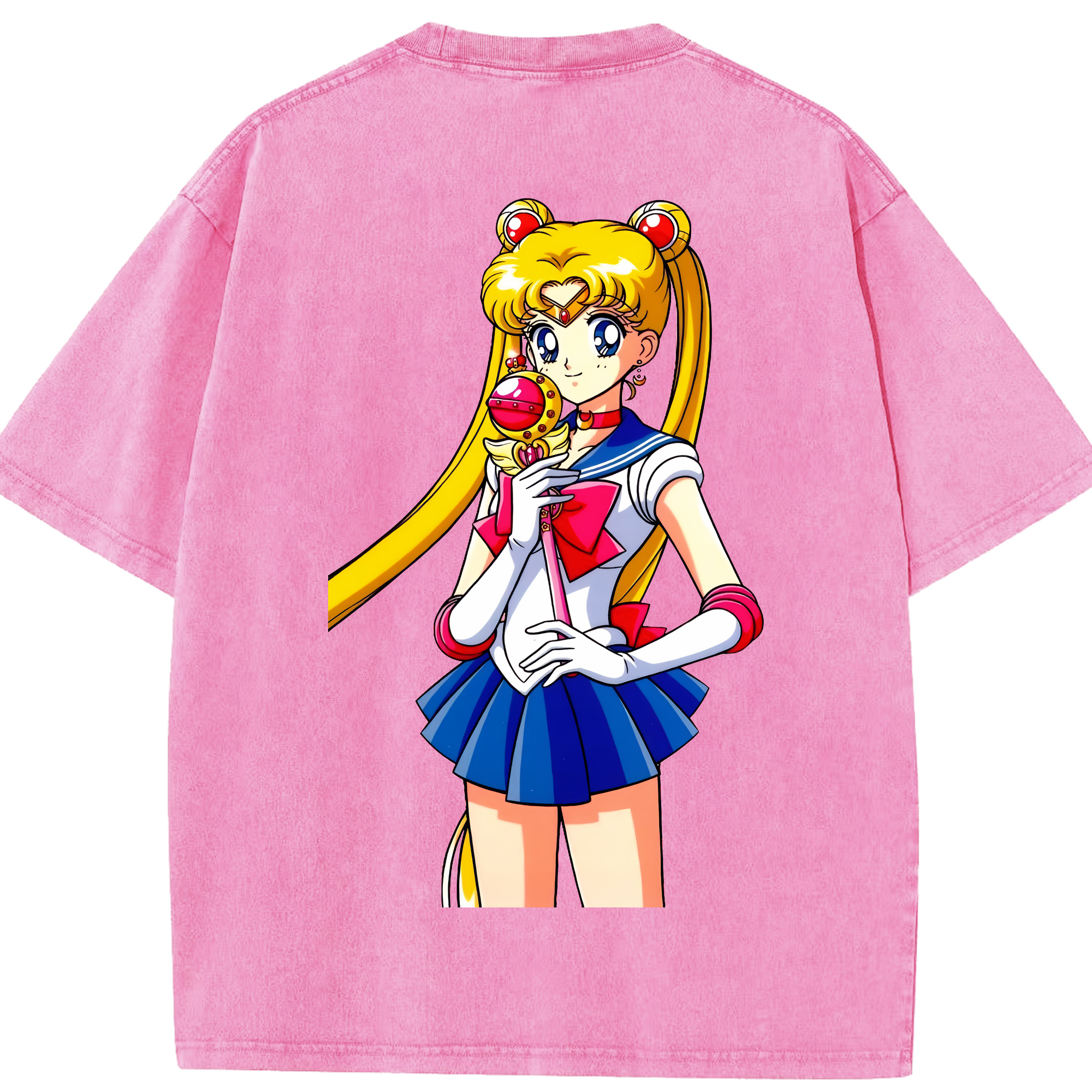 （画像用） 美少女戦士セーラームーン 月野 うさぎ つきの うさぎ Sailor Moon Tsukino Usagi 綿100% ヴィンテージ風 半袖Tシャツ（背面プリント）